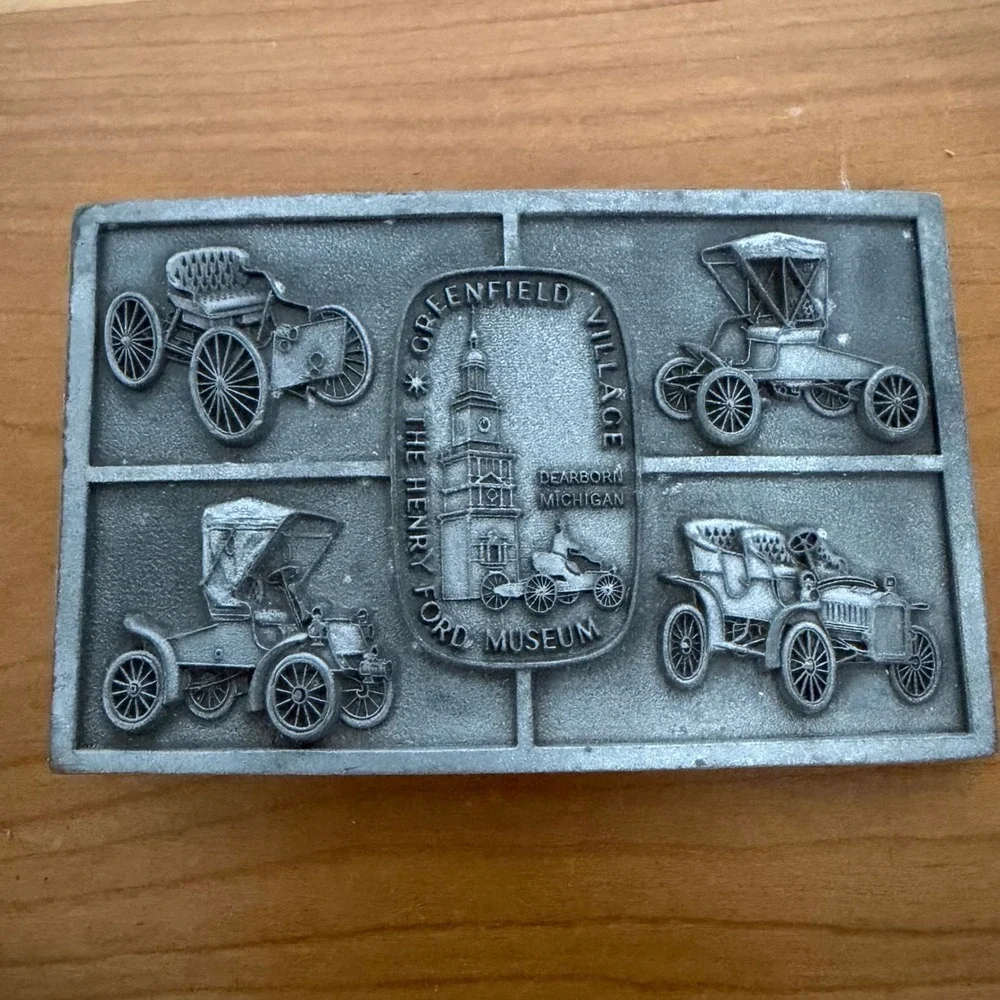 Vintage 1975 R&S Henry Ford Museum Greenfield Village Belt Buckle Antique Car